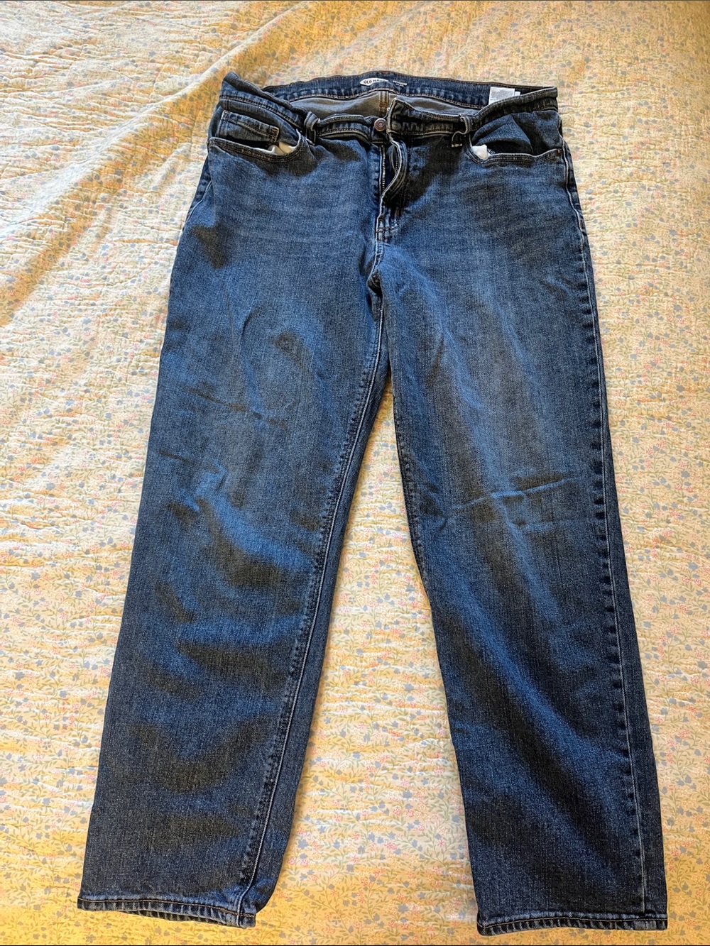 Old Navy Straight-Leg Women's Jeans Boyfriend Mid Rise in Dark Blue Wash